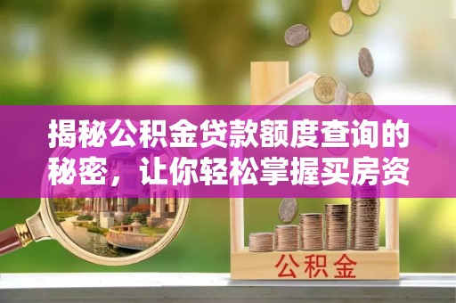 六脚揭秘公积金贷款额度查询的秘密，让你轻松掌握买房资金规划